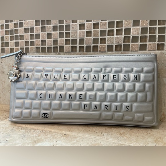 Chanel Silver Keyboard Clutch - Picture 1 of 9